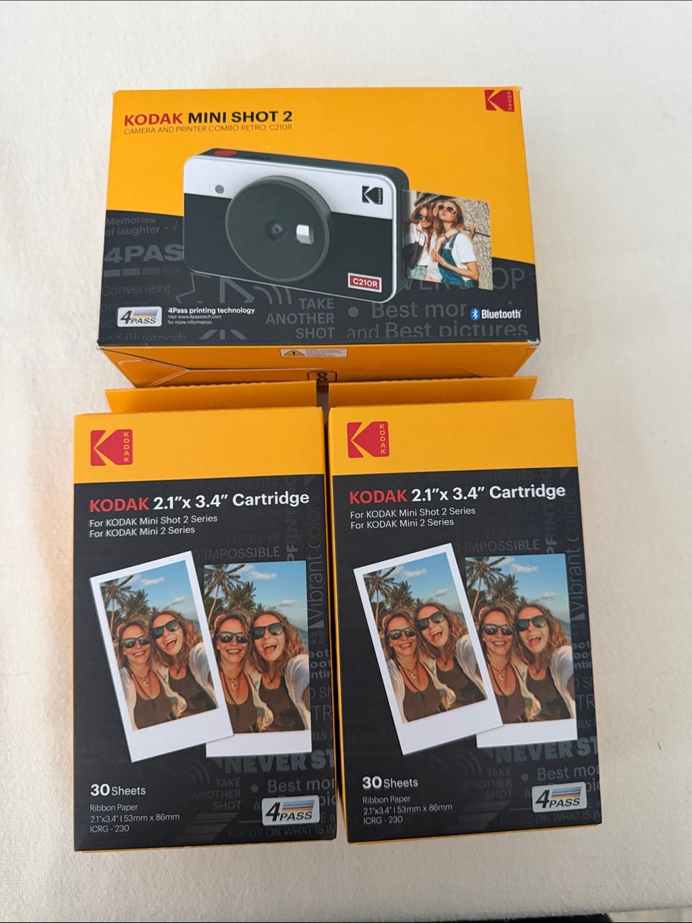 Kodak Mini Shot 2 Instant Camera Kit in Yellow with Black Accents